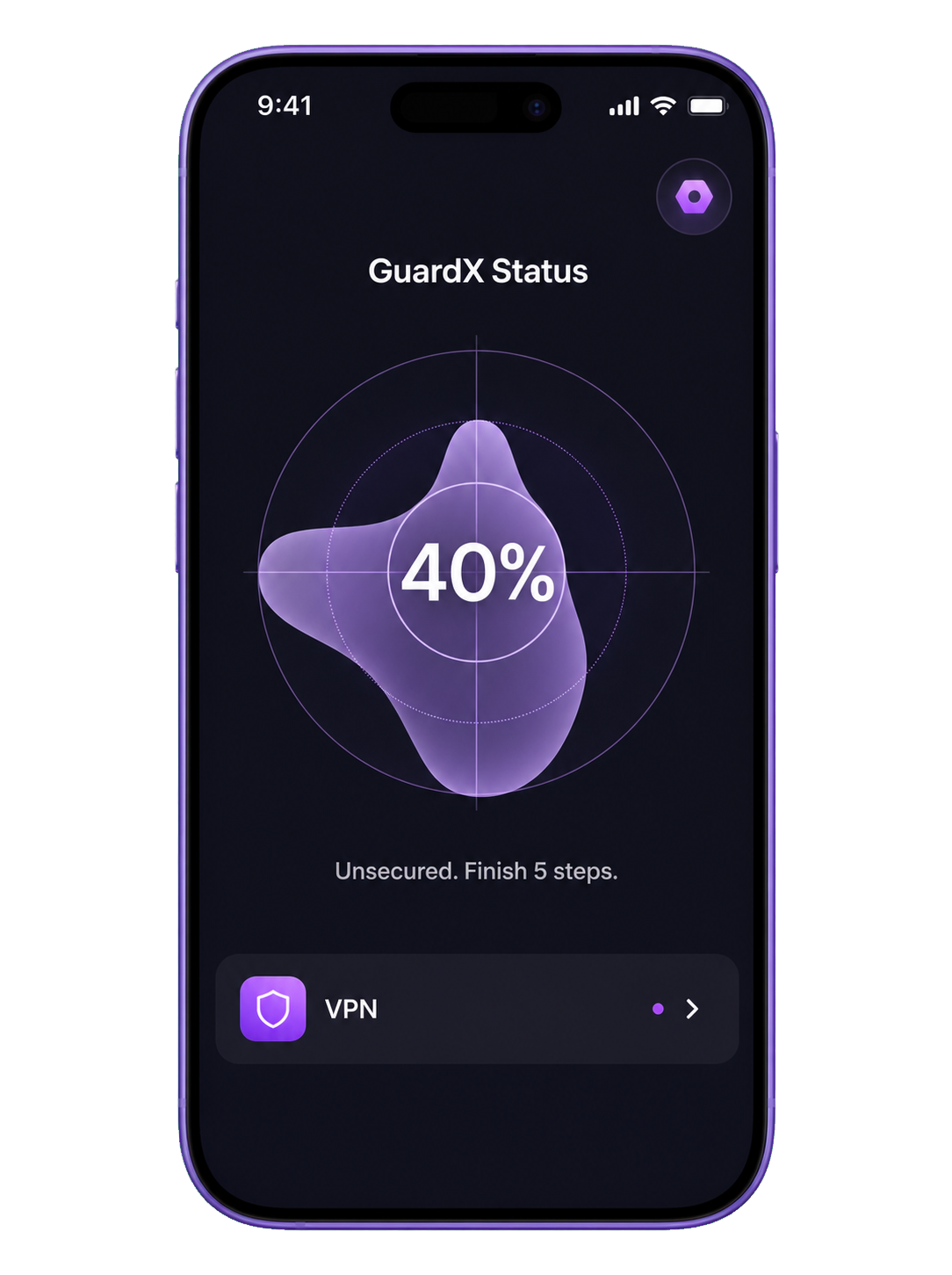 GuardX Status on a phone